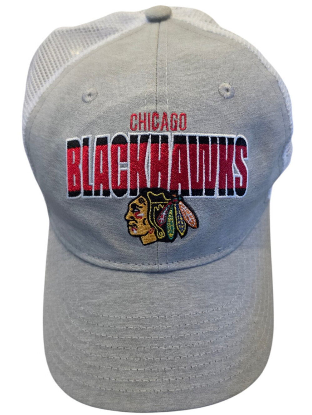 NHL Hockey Chicago Blackhawks Mesh Trucker Snap Back Baseball Hat Gray
